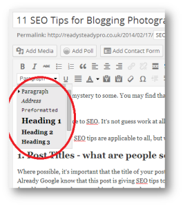 Make use of Heading Tags when blogging to gain SEO Benefits